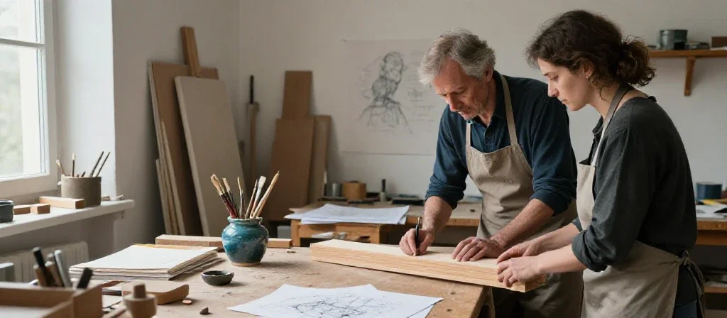 Artisans français collaborant dans un atelier, illustrant la richesse des sujets d'un blog généraliste.